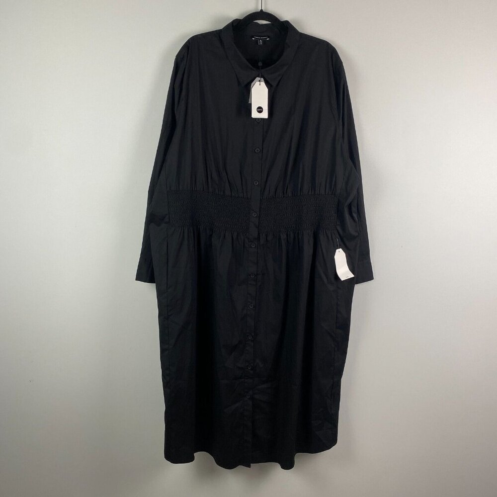 Universal Standard Hamptons Smocked Shirtdress in Black Size XL (26-28)